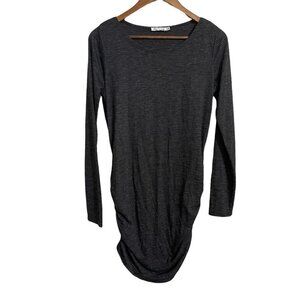 Revolution Womens Gray Striped Long Sleeve Ruched Side Mini Dress Medium
